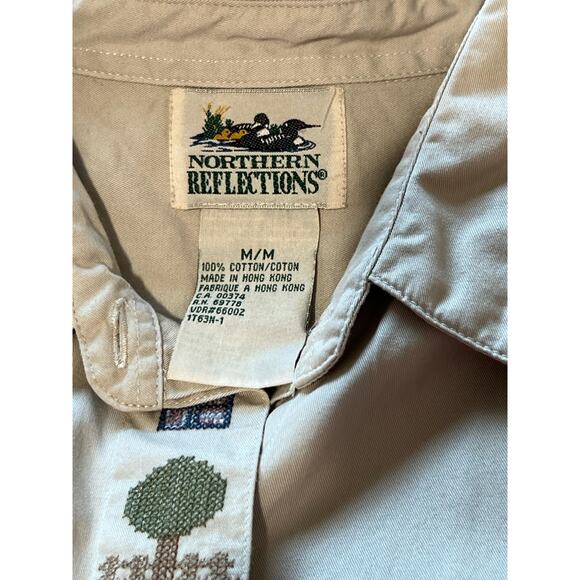 Northern Reflections Vintage Country Cottage Button Down Shirt Embroidered sz M - Picture 6 of 7